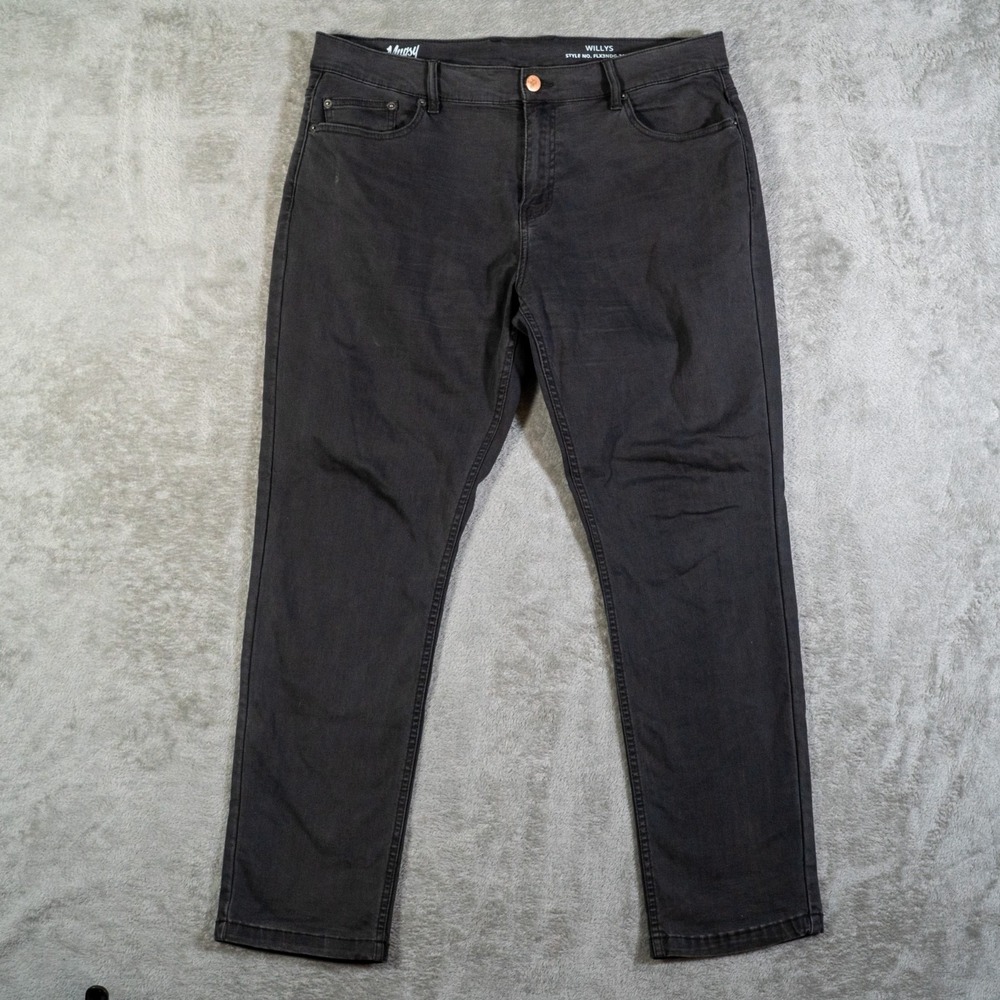 Mugsy Jeans Mens 36x30 Gray Willys Knit Denim Stretch Comfort Flex Jeans